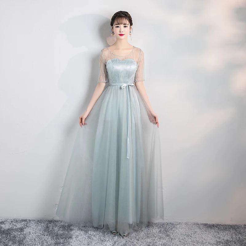 

Grey Colour Long Dress for Wedding Party for Woman Dress Elegant Bridesmaid Dress