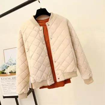 

2020 Autumn Winter Women Quilted Gold velvet Jacket Black Bomber Lozenge Basic Jacket Short Parkas Coat Girls Outerwear A1716