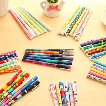 

6pcs/set Cute pens 0.38mm Black ink roller pen Kawaii cat Gel Pens School canetas gift Stationery Office supply