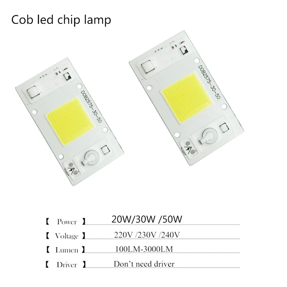 1 шт. светодиод dob COB лампа чип 20 Вт 30 Вт 50 Вт AC 220 В вход Smart IC драйвер подходит для DIY Светодиодный прожектор Прожектор светодиодный холодный белый