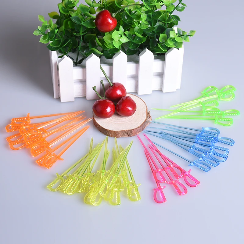 50pcs Random Plastic Pirate Sword Picks Food Fruit Sticks Buffet
