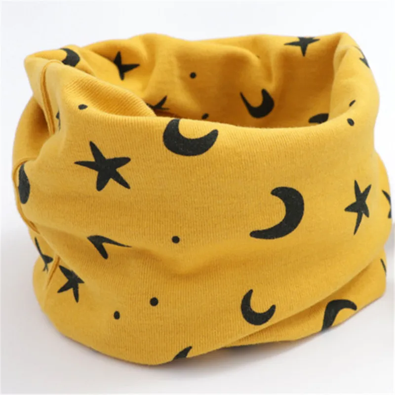 Детский хлопковый шарф унисекс с кольцом для мальчиков; воротники для шеи; Женская повязка на голову; осенне-зимний шарф для маленьких девочек; детский шейный платок; мужской шарф - Цвет: star sky yellow