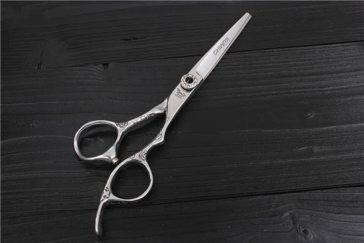 KUMIHO профессиональные ножницы для волос 6 дюймов ножницы для волос набор с черным кожаный чехол Парикмахерские ножницы с цветком rngraved ручка - Цвет: 1 pc cutting