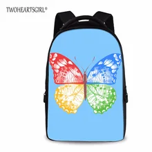 Twoheartsgirl 17 дюймов ноутбука Рюкзаки для подростков Обувь для девочек красочные бабочки Рюкзак Для женщин Mochila Тетрадь Bagpack