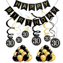 Individualità Di Compleanno Decorazione Oro Nero 18 30 40 50 60 70 Ragazza Decorazioni della Festa di Compleanno Per Adulti Appeso Turbinii Set FAI DA TE(China)