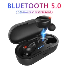 TWS 5,0, Bluetooth наушники, мини беспроводные наушники, спортивные, водонепроницаемые, свободные руки, спортивные, стерео наушники, игровая гарнитура с двойным микрофоном