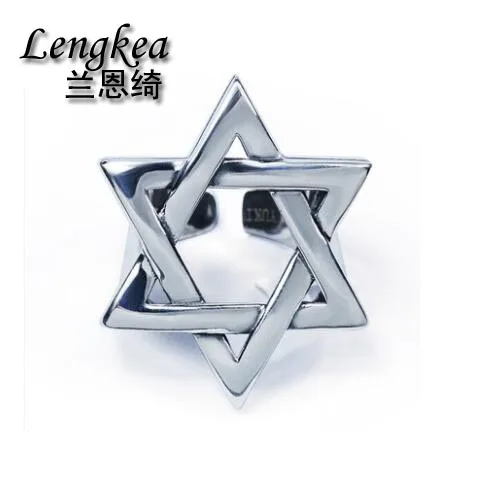 

Lengkea jewelry men rings 925 sterling silver rings personality Exaggeration hexagram Opening men accessories men jewelry gifts