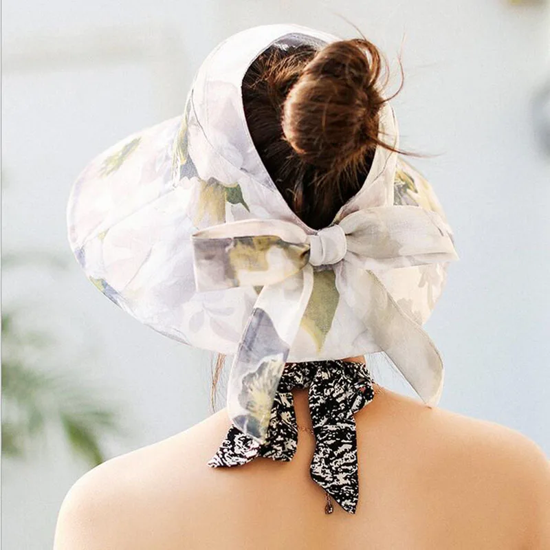 BINGYUANXUAN واسعة حافة قبعات صيفية للنساء الشمس بنما عكسها الأشعة فوق البنفسجية حماية الزهور شاطئ كاب سمبريرو قناع