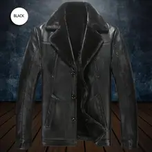 HOT Горячая зима Мужская Новая мода добавить волосы утолщение среднего возраста костюм привёл большой размер pu кожаная куртка