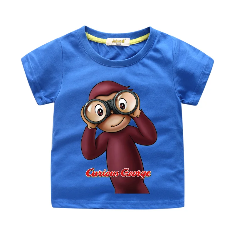 

Kids Summer Casual White Short Tee Tops Clothing Boy Girls Cartoon Curious George Monkey T-shirt Clothes Children Tshirt WJ052