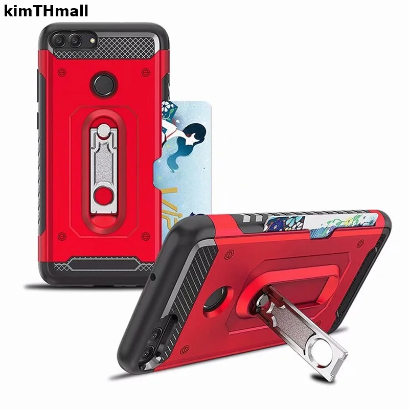 Чехол для Huawei P Smart противоударный чехол с подставкой и слотом карт мягкий 2018 kimTHmall