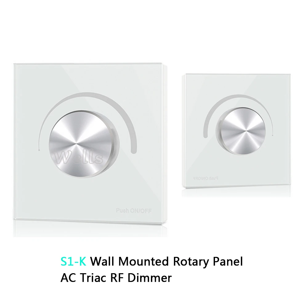 

High Voltage Wall Mounted Rotary Panel S1-K 100V-240VAC Trailing Edge Dimming AC Triac RF LED Dimmer Panel Controller