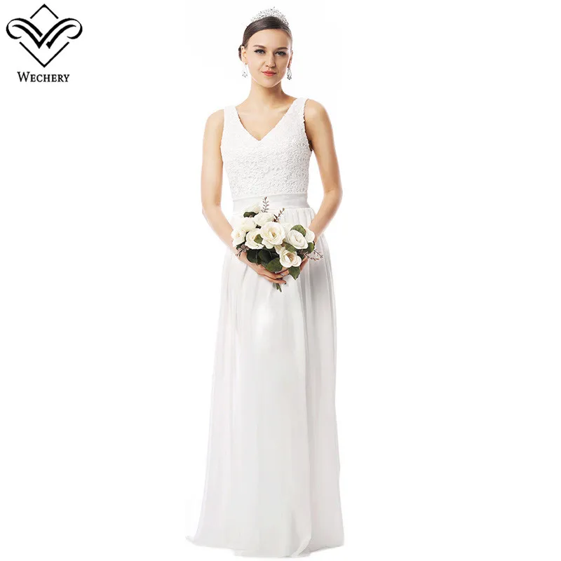 Wechery Maxi Witte Jurk Witte Formele Jurken Wedding Bridal Bruid Maid Gown Lange Mouwloze V-hals Kleding 2018 Vrouwen Vestido Wechery Maxi Witte Jurk Witte Formele Jurken Wedding Bridal Bruid Maid Gown Lange Mouwloze V-hals Kleding 2018 Vrouwen Vestido