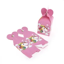 6 unids/pack Tema de unicornio de papel de dibujos animados bolsas bebé ducha REGALOS CAJAS de caramelo decoraciones para fiesta de cumpleaños decoración de la boda(China)