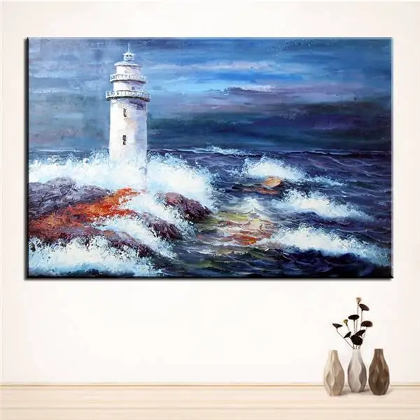 

No Frame Printed Vintage Castle Sea Landscape Oil Painting Canvas Prints Wall Art Pictures For Living Room Decorations Canvas