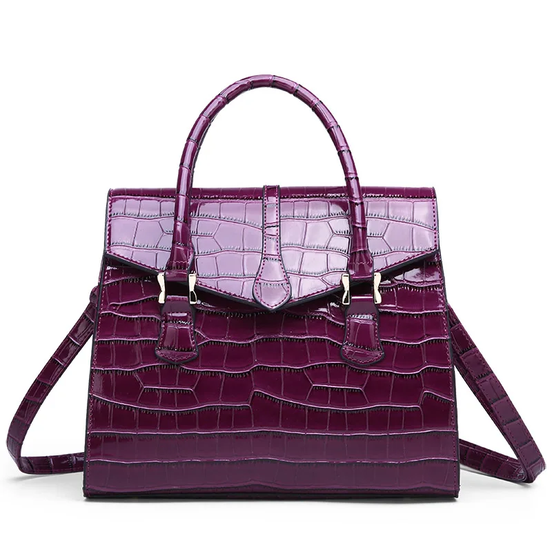 Новая женская сумка с каменным узором, модная, высококачественная, вместительная, повседневная, дикая, сумка через плечо - Цвет: Purple