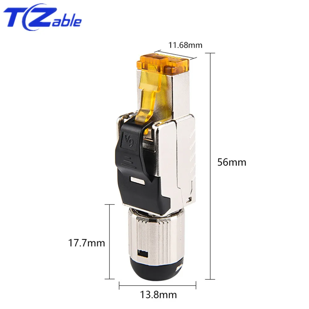 Соединитель RJ45 Cat6A обжимной тип экранированный сетевой адаптер 10 Гбит/с 500 МГц STP