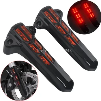

Motorcycle Front Lower Fork Leg Slider Cover LED Light Fits For Harley Touring FLHT FLHX FLHR 2014-2018