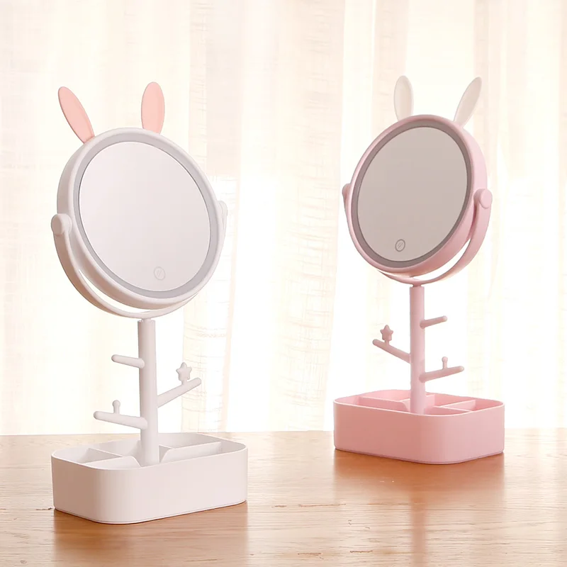 

Makeup mirror with LED light desktop fill light HD dressing mirror creative lovely girl heart hostel makeup mirror mx01101030