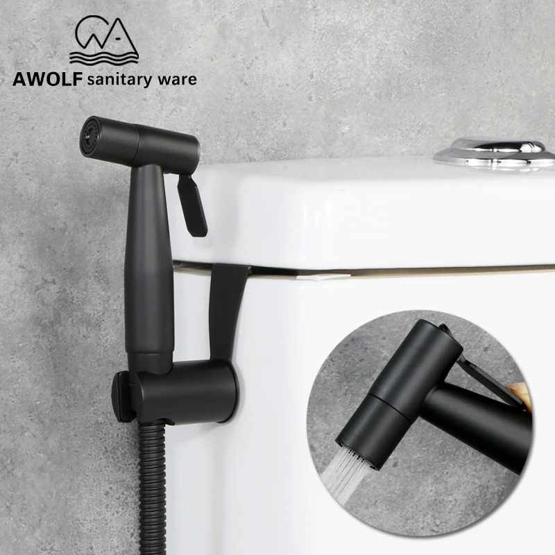 Stainless Steel Black Toilet Hand Held Bidet Sprayer Hoder & hook