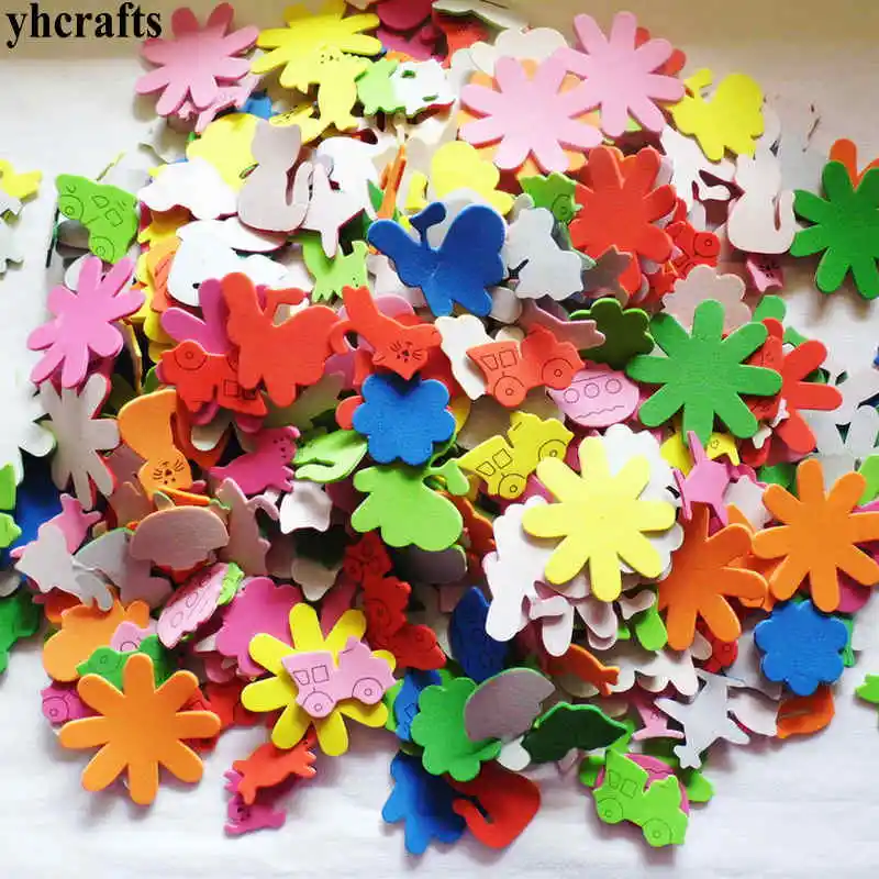 50PCS/LOT.vehicle animal flower foam stickers Early learning