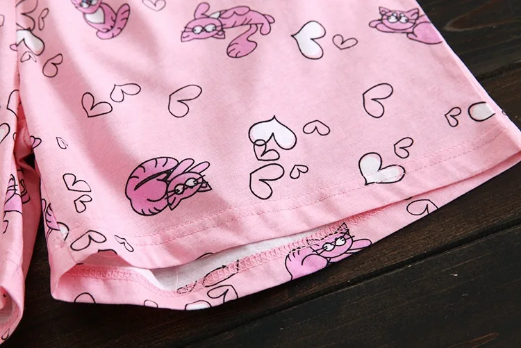 2017 summer short sleeve lady cute cotton shorts pajamas suit cotton European version of the home set (9)
