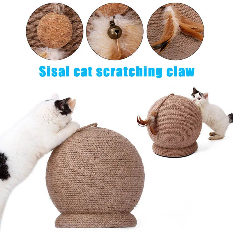 

Pet Cat Large Corrugated Sisal Claws Scratching Post Round Board Ball Toy HVR88