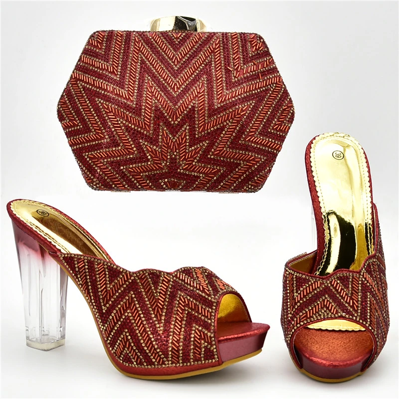 Boda Para Último Negro En Imitación Bombas Alto Mujeres De Decorado Verano rojo Y purple Con Zapatos Slip Las Nigerianas oro Bolso Tacón Diamantes azul zrqXSxzw