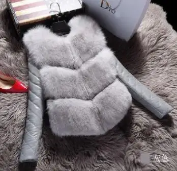 LZJ N высокое качество Новое высококачественное серебряное пальто из искусственного лисьего меха PU рукава популярное зимнее пальто из лисьего меха Большая куртка для доставки - Цвет: gray