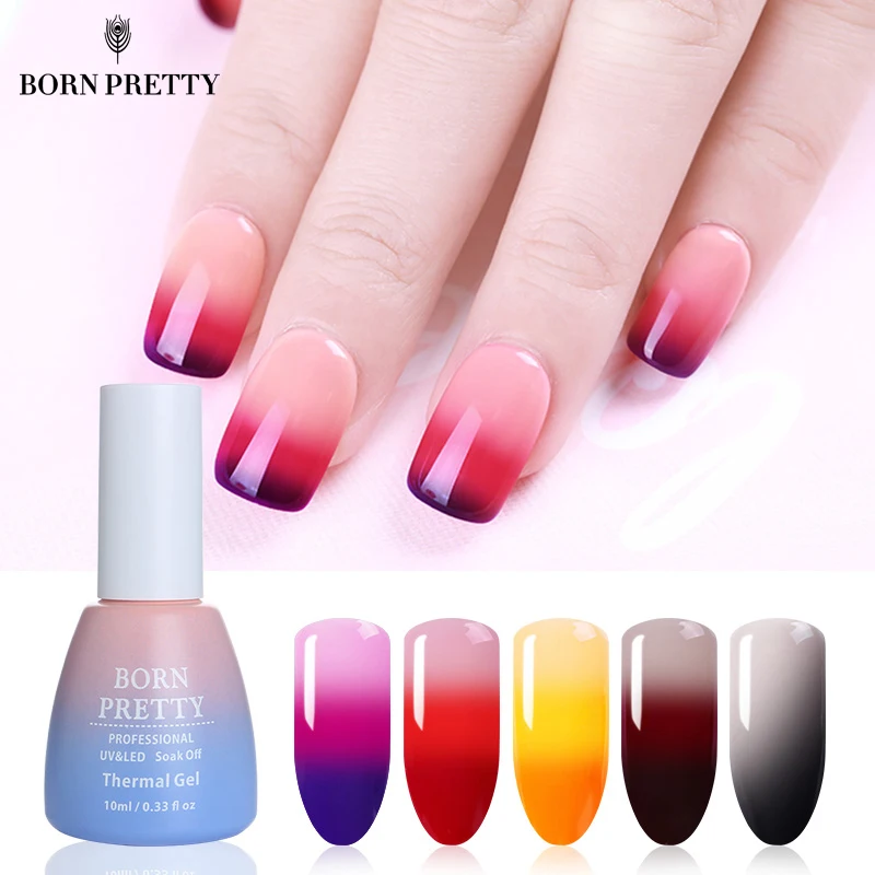 

BORN PRETTY 3 Colors Thermal Nail Gel Polish 10ml Temperature Color Changing Soak Off UV Gel Lacquer Manicure Nail Art Varnish