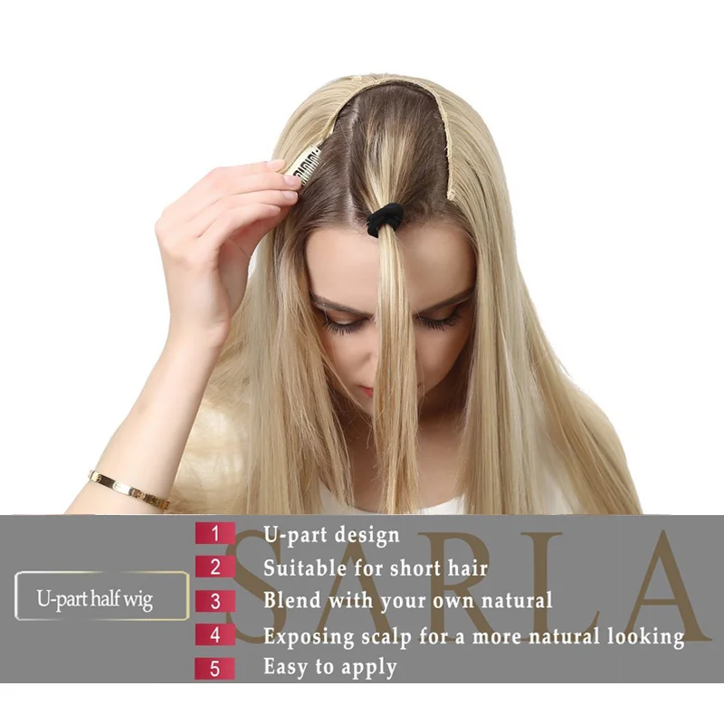 Sarla 70cm 28 Long Body Wave U Part Half Wig For Natural Hair