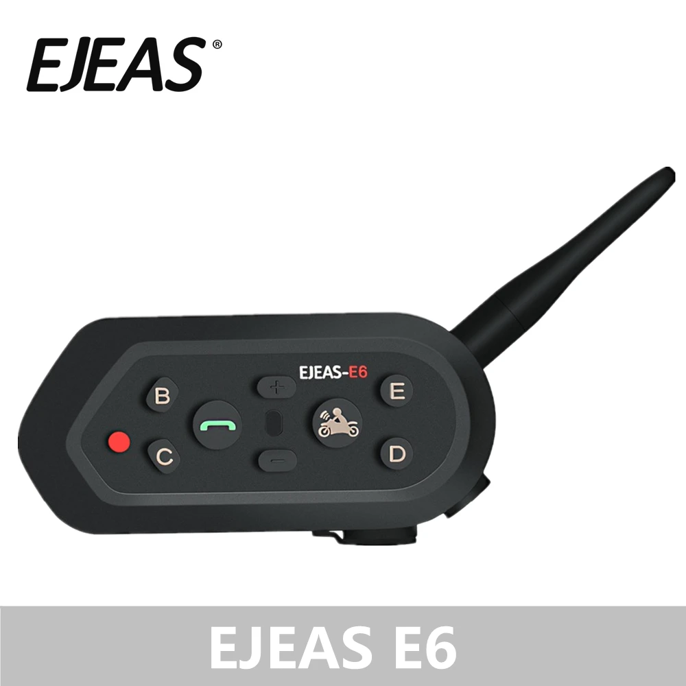 Skup EJEAS E6 1200M domofon motocykl zestaw słuchawkowy bluetooth do kasku VOX MP3 GPS USB 550mAh bateria do 6 zawodników akcesoria