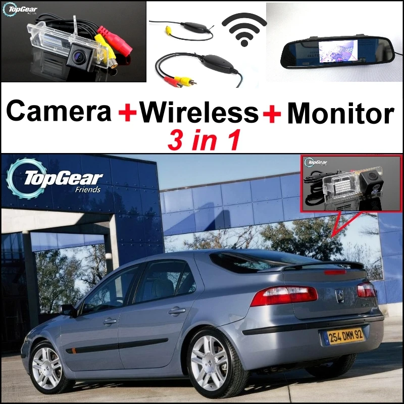 3 in1 Special Rear View Camera + Wireless Receiver Mirror Monitor Easy Parking System For Renault Laguna 2 | Автомобили и