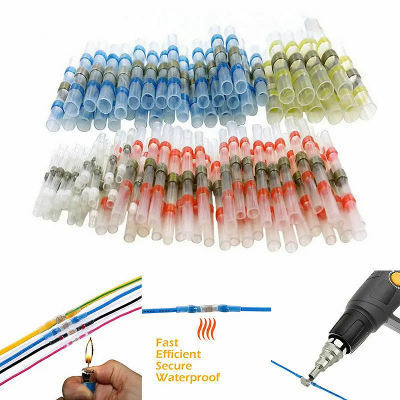 

100Pcs Waterproof Solder Sleeve Heat Shrink Wire Splice Terminal Connector