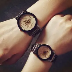 Модные компасы проигрыватели часы для мужчин женщин lingge поверхности дизайн креативные часы нержавеющая сталь кварцевые часы Прямая