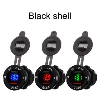 

Aluminum Dual USB Charger Socket Power Outlet with Digital Voltmeter QC 3.0 USB Port with LED Voltage Meter for Car Motorcycle