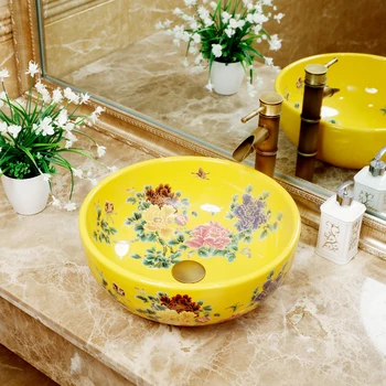 

Washbasin ceramic above counter basin round art wash basin European wash basin home bathroom wash lo1261816