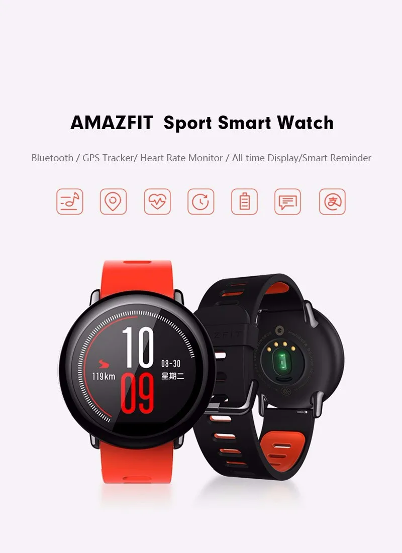 Xiaomi Huami Amazfit спортивные часы в реальном времени gps ГЛОНАСС монитор сердечного ритма Импульсный керамический Bluetooth 4,0 ble+ WiFi спортивные часы