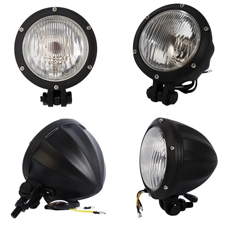 

Motorcycle Universal Headlight Light HeadLamp Bullet For Harley Bobber Cafe racer Chopper Cruiser Black/Chrome