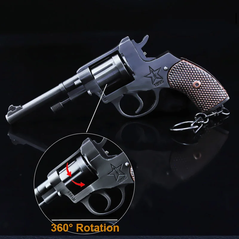 12cm PUBG R1895 Revolver Gun Model Keychain Metal Alloy Holster Weapon Toy Key Chains 360° Rotation Magazine Children Game Gifts 12cm PUBG R1895 Revolver Gun Model Keychain Metal Alloy Holster Weapon Toy Key Chains 360° Rotation Magazine Children Game Gifts