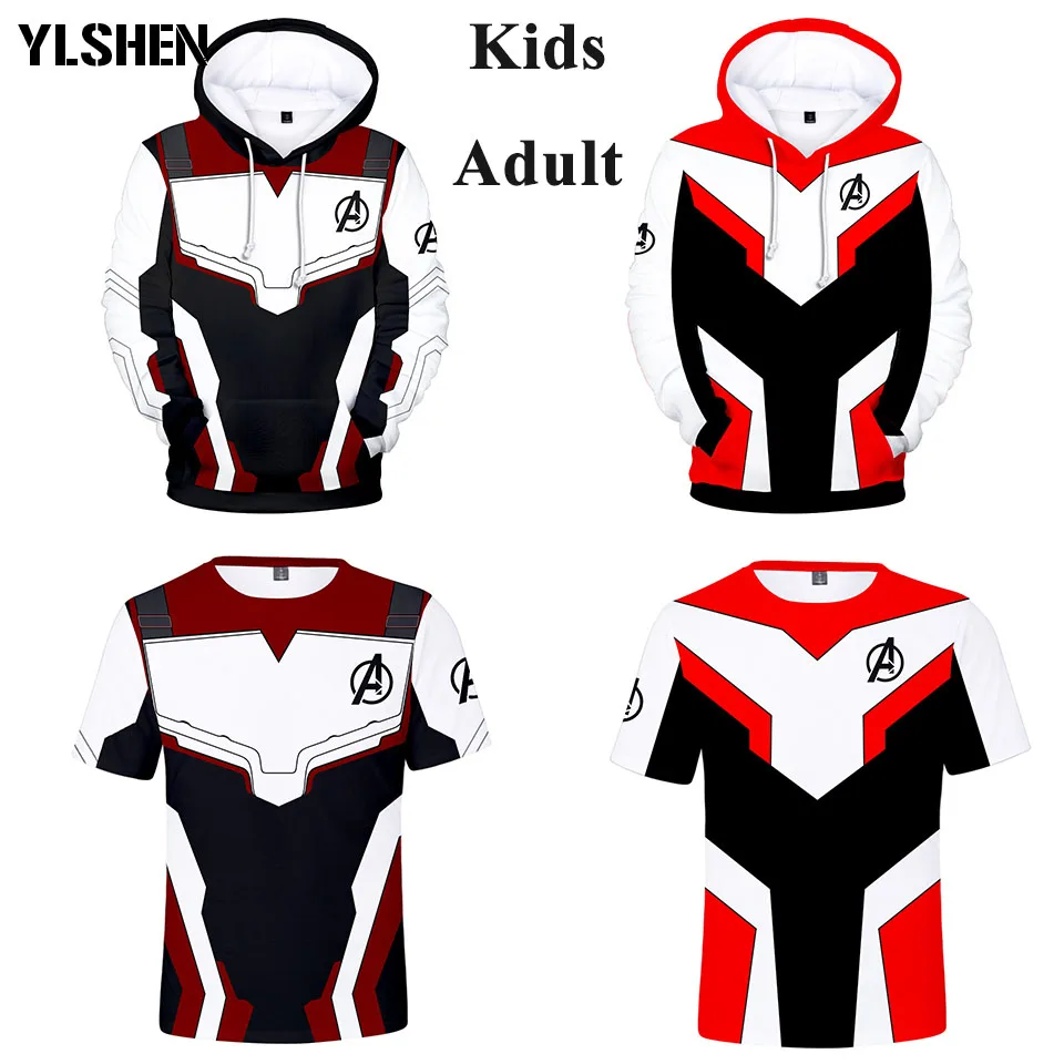 Kids Avengers Endgame Hoodie Jacket Avengers Cosplay Costumes Women Captain Marvel Costume Sweater T-Shirt Sweatshirt Suit disfr