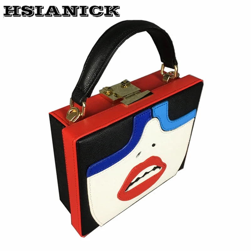 

New fashion casual red lips teeth eyebrows mouth bills shoulder bag square handbag female bag banquet party evening bag clutch