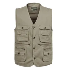 Многофункциональный рабочий мужской жилет, повседневный СВОБОДНЫЙ Модный жилет с v-образным вырезом, летние рабочие мужские куртки без рукавов для фотографа A806
