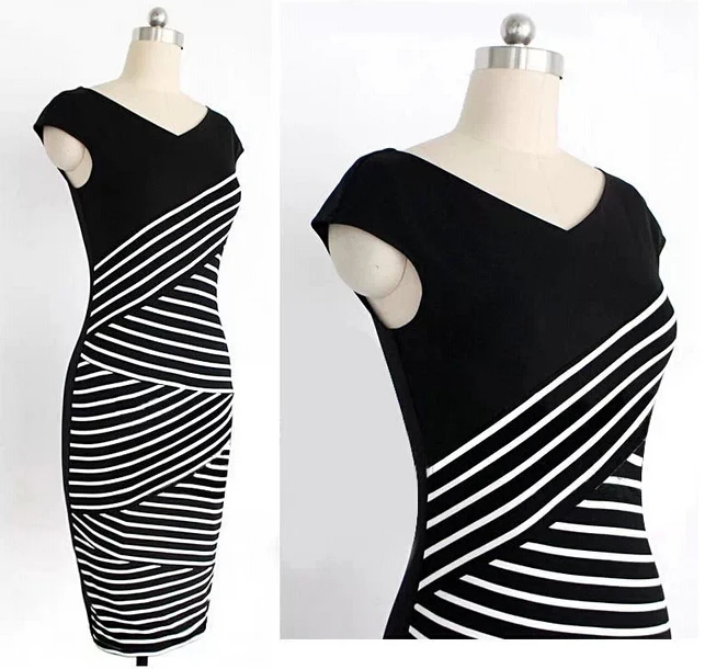 EAS 2016 Women Summer Dress Sexy Hip Stripe Pencil Dress Plus Size Casual Long Dress Party Maxi Dress Vestido de festa