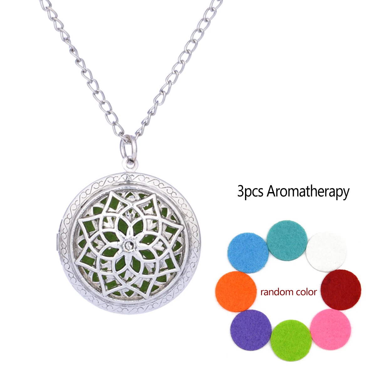 Aromatherapy Locket Necklace Hollow Round Pendant With Pads Oil Essential Diffuser Open Pendant Necklace Fashion Jewelry