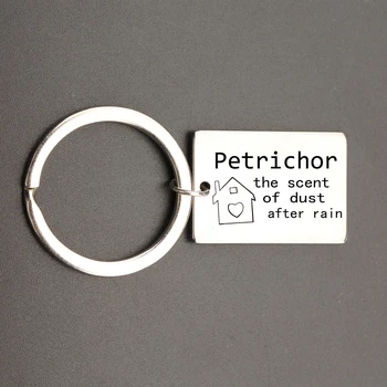 

Home Keyring Sweet Home Keychain Petrichor The Scent Of Dust After Rain Keyfob Square Bagchian