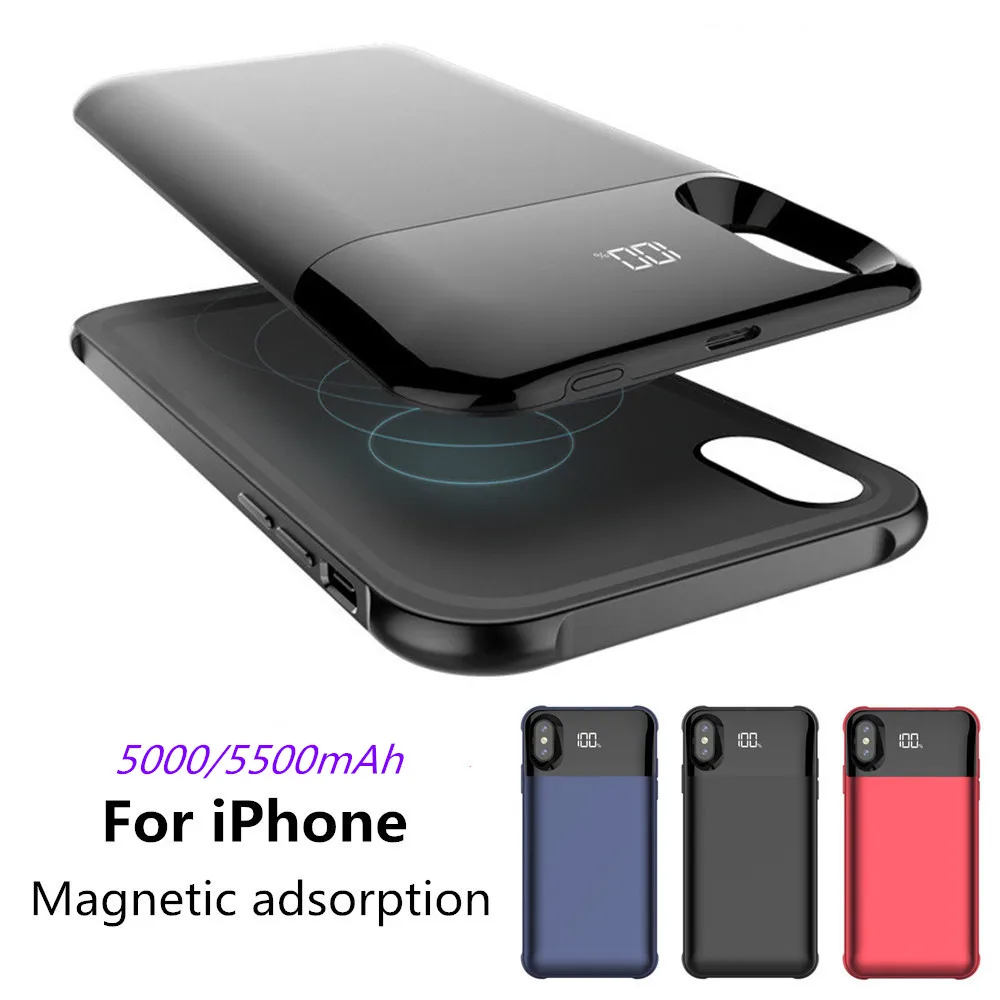 Расширенный чехол для аккумулятора телефона для iPhone X/XS, портативное зарядное устройство для iPhone XR/XS Max, беспроводной магнитный чехол для зарядки