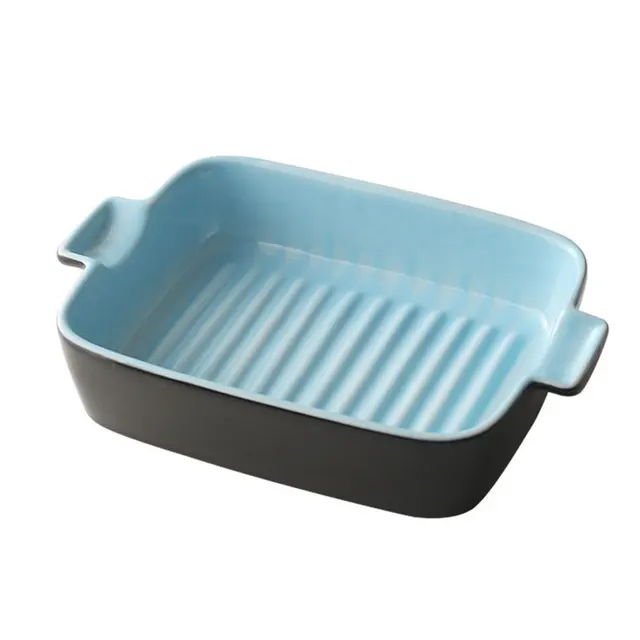 Us 15 24 31 Off Cheese Rice Dish Baking Tray With Two Ear Creative Home Ceramic Plate Bowl Tableware Dining Serving Microwave Oven Safe On