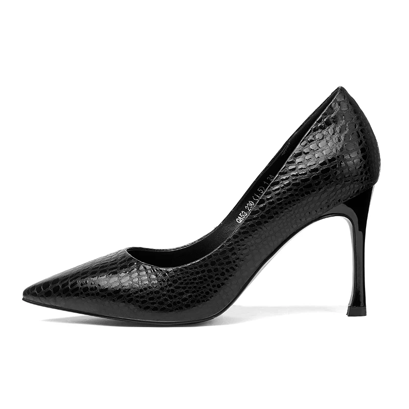2018 Negro La Cuero Mujeres Moda gris Otoño Zapatos Puntiagudas Isnom Oficina Impresión Femeninos Tacones Bombas verde Vaca De Thin Calzado p7nXX0qwT