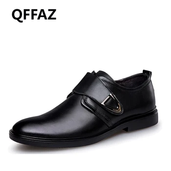 

QFFAZ New Genuine Leather Men Dress Shoes High Quality Oxford Shoes For Men Lace-Up Business Men Shoes Wedding Men Shoes